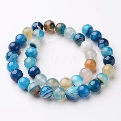Natural Striped Agate/Banded Agate Beads Strands G-D845-01-6mm-1