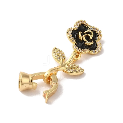 Brass Micro Pave Cubic Zirconia Fold Over Clasps KK-B098-05G-01-1