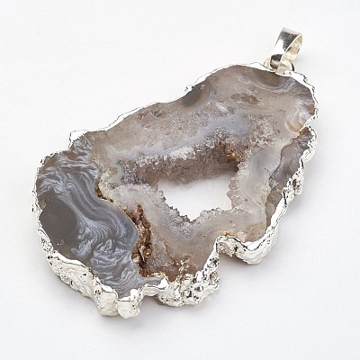 Natural Geode Agate Pendants G-G950-02P-1