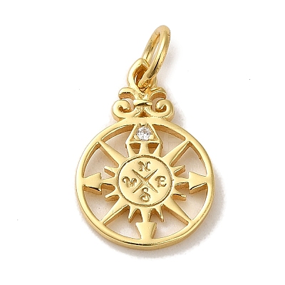 925 Sterling Silver Pave Clear Cubic Zirconia Compass Charms STER-K180-02G-1