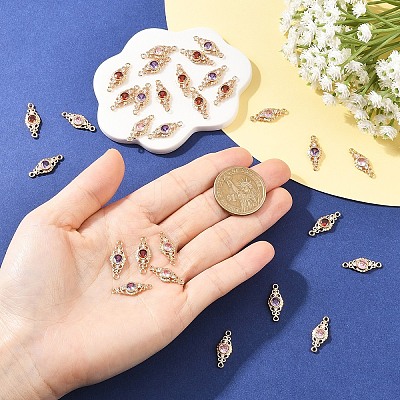 15Pcs 3 Colors Brass Micro Pave Cubic Zirconia Links Connectors KK-YW0004-29-1