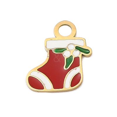 Christmas 304 Stainless Steel Enamel Charms STAS-I356-02G-04-1