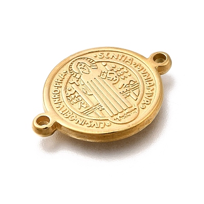 304 Stainless Steel Saint Benedict Medal Cross Connector Charms X-STAS-C119-12G-1