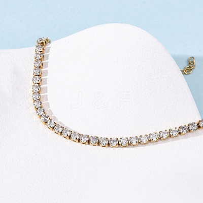 304 Stainless Steel with Cubic Zirconia Link Chain Bracelets for Women BJEW-G754-01B-G03-1