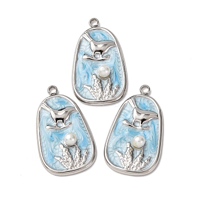 304 Stainless Steel Enamel Pendants STAS-P406-27A-P-1