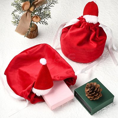 Christmas Hat Velvet Drawstring Bags ST-CJ0001-01A-1