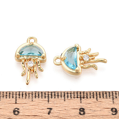 Brass Pave Cubic Zirconia Pendants KK-T074-94A-G-1