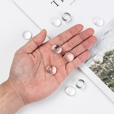 Transparent Half Round Glass Cabochons GGLA-R027-18mm-1