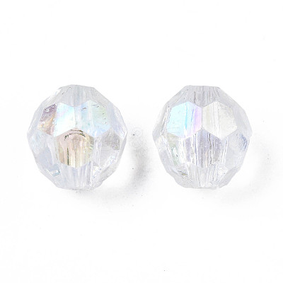 Electroplate Transparent Acrylic Beads PACR-S222-01-1