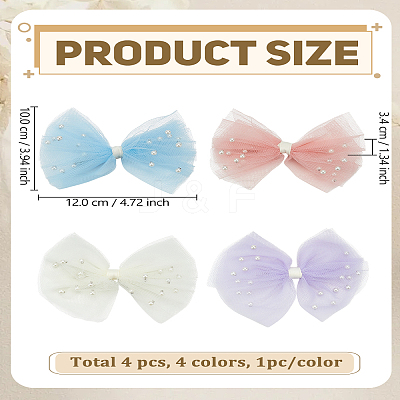 4Pcs 4 Colors Bowknot Polyester Alligator Hair Clips PHAR-LP0002-38-1
