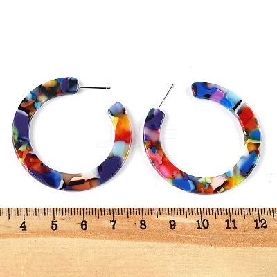 Cellulose Acetate(Resin) Half Hoop Earrings KY-S163-374-1