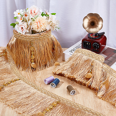4M Polyester Fringe Tassel Trim DIY-OC0013-37C-1