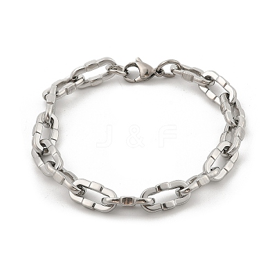 304 Stainless Steel Dapped Chain Bracelets for Women BJEW-F488-61P-1