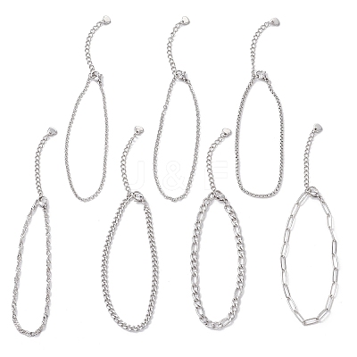 7Pcs 304 Stainless Steel Figaro Chains & Venetian Chains & Water Wave Chains & Cable Chains & Rolo Chains & Bracelets for Women BJEW-JB12773-1