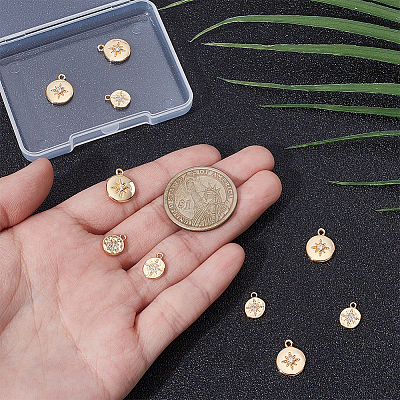 12Pcs 2 Styles Brass Micro Pave Cubic Zirconia Charms KK-UN0005-25-1