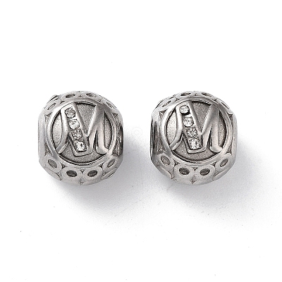 304 Stainless Steel Rhinestone European Beads STAS-A092-10M-P-1