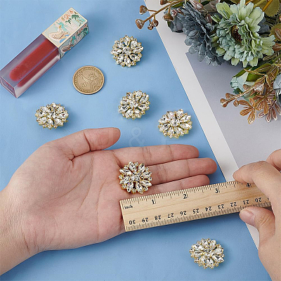 6Pcs Alloy Rhinestone 1-Hole Shank Buttons BUTT-FG0001-42D-1