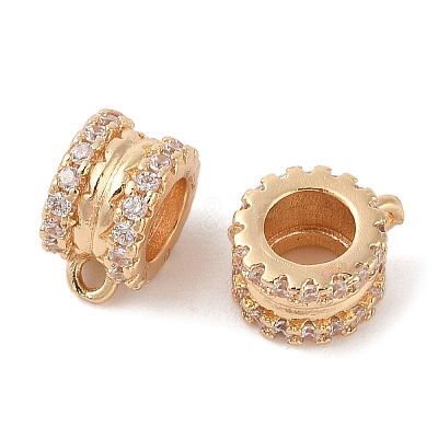 Brass Pave Clear Cubic Zirconia Beads KK-N256-08G-D-1