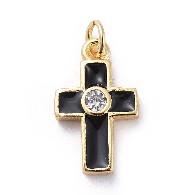 Cubic Zirconia Tiny Cross Charms KK-G363-03G-05-1