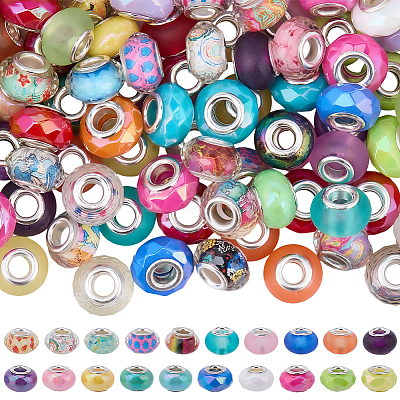 120Pcs 4 Styles Opaque Acrylic European Beads OACR-SC0002-73-1