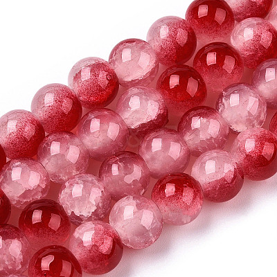 Crackle Baking Paint Imitation Jade Glass Beads Strands X1-DGLA-T003-8mm-11-1