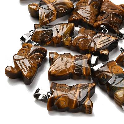 Natural Tiger Eye Pendants G-B127-09P-10-1