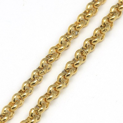 Trendy Unisex 201 Stainless Steel Cross Rolo Chain Necklaces NJEW-L043B-09G-1