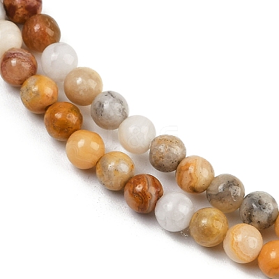 Natural Crazy Lace Agate Round Bead Strands G-P075-16-4mm-1