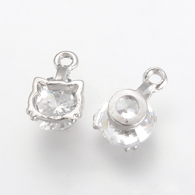 Alloy Cubic Zirconia Kitten Charms X-ZIRC-S056-19-1