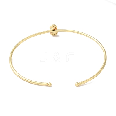 Rack Plating Brass Micro Pave Clear Cubic Zirconia Letter Open Cuff Bangles BJEW-A018-01G-S-1