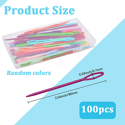 100Pcs Plastic Yarn Knitting Needles SENE-SP0001-01-1