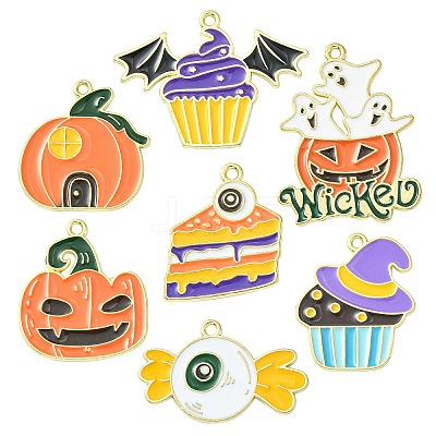 35Pcs 7 Styles Halloween Alloy Enamel Pendant ENAM-CJ0003-98-1