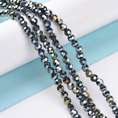 Faceted(32 Facets) Round Full Rainbow Plated Electroplate Glass Beads Strands EGLA-J130-FR15-1