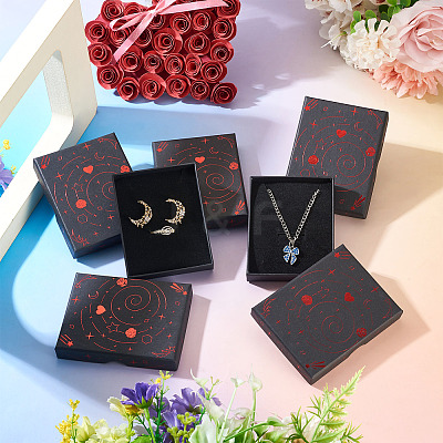 5Pcs Hot Stamping Planet Cardboard Jewelry Packaging Boxes CON-TA0001-44A-1