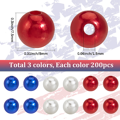 Independence Day Acrylic/ABS Plastic Imitation Pearl OACR-SP0001-66B-01-1