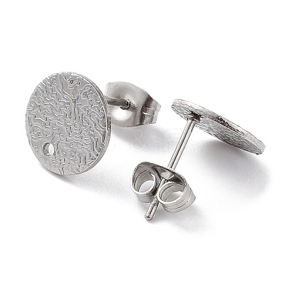 Non-Tarnish 201 Stainless Steel Flat Round Stud Earring Findings STAS-K259-18C-P-1