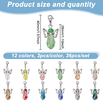 Angel Glass & Alloy Pendant Decorations HJEW-HY00005-1