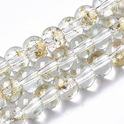 Transparent Spray Painted Glass Bead Strands GLAA-N035-03A-B09-1