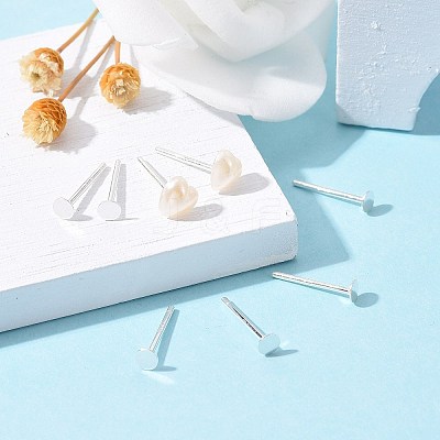 925 Sterling Silver Flat Pad  Stud Earring Findings STER-K167-045B-S-1