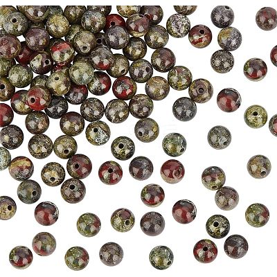 Natural Dragon Blood Jasper Bead Strands G-OC0001-18-6mm-1