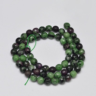 Faceted Round Natural Ruby in Zoisite Bead Strands G-F289-11-5mm-1