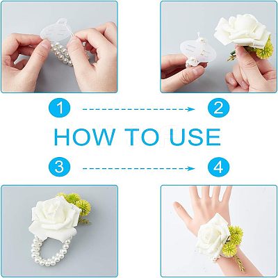 Plastic Imitation Pearl Stretch Bracelets FIND-NB0001-22-1