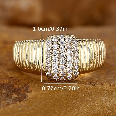 Brass Micro Pave Clear Cubic Zirconia Finger Rings FS-WGEE21A-03-1