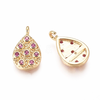 Brass Micro Pave Cubic Zirconia Pendants KK-D156-07G-B-1