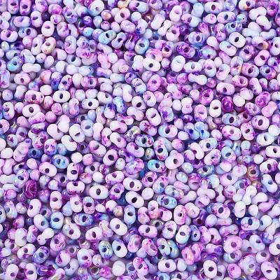 Two Tone Baking Paint Glass Seed Beads SEED-C003-01K-1
