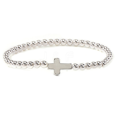 Brass & 304 Stainless Steel Beads Stretch Bracelets Set EI7625-4-1