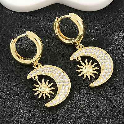 Brass Micro Pave Cubic Zirconia Hoop Dangle Earrings KK-CBA8324-05B-G-1