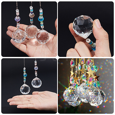 3Pcs 3 Colors Glass Teardrop Pendant Decorations FIND-SP0002-52-1
