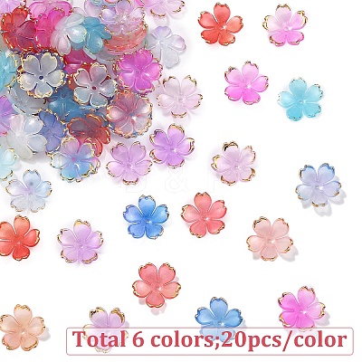 120Pcs 6 Colors Acrylic Bead Caps OACR-YW0002-32-1