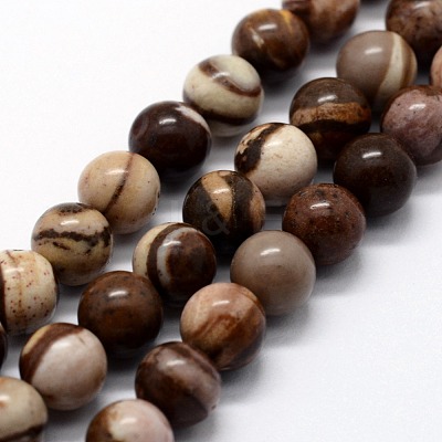 Natural Zebra Jasper Beads Strands G-I199-10-4mm-1